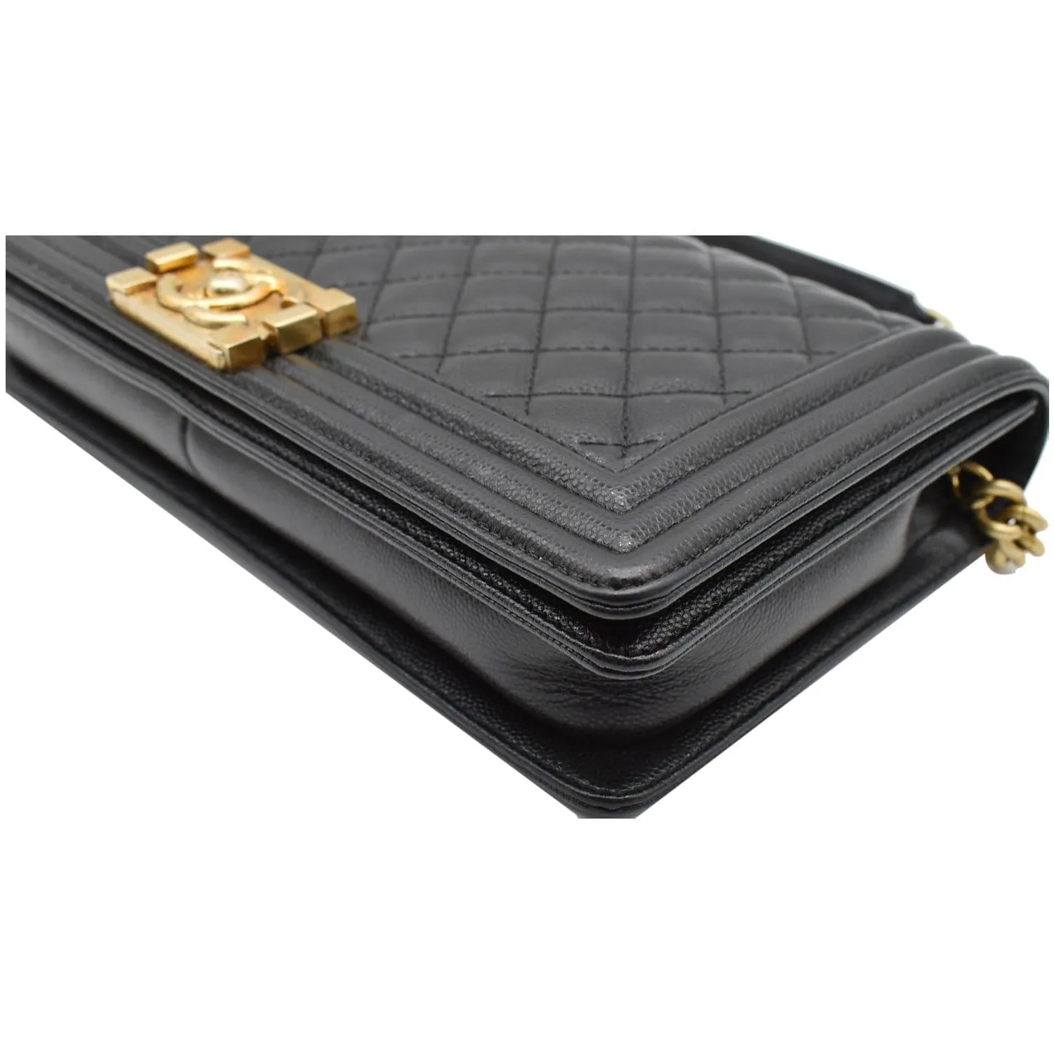 CHANEL Medium Boy Flap Caviar Leather Shoulder Bag Black