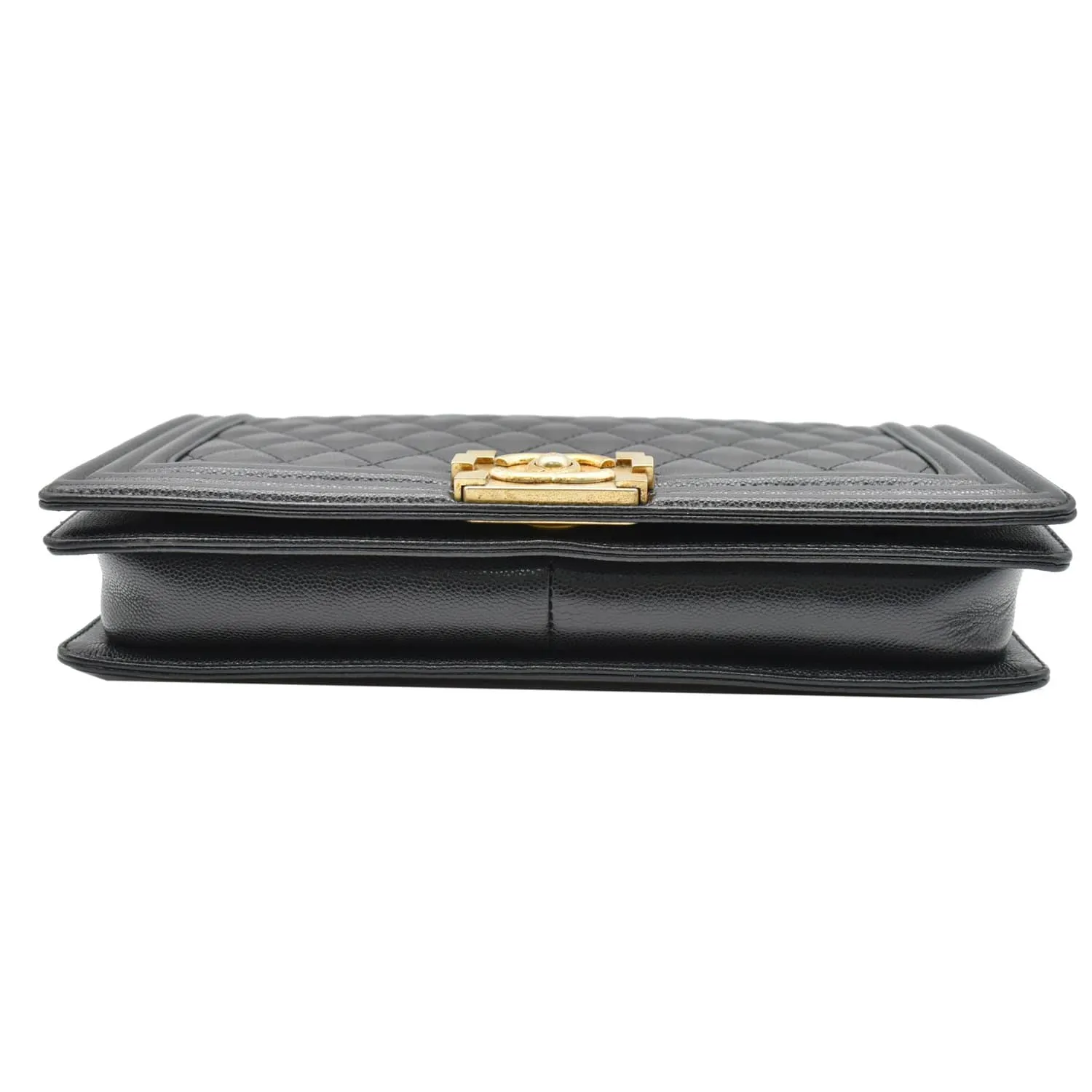 CHANEL Medium Boy Flap Caviar Leather Shoulder Bag Black