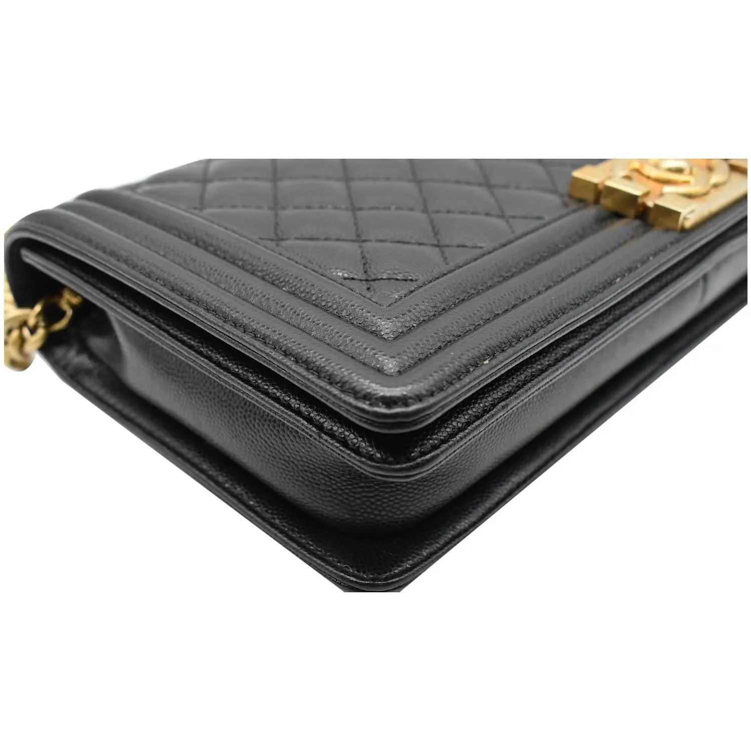 CHANEL Medium Boy Flap Caviar Leather Shoulder Bag Black