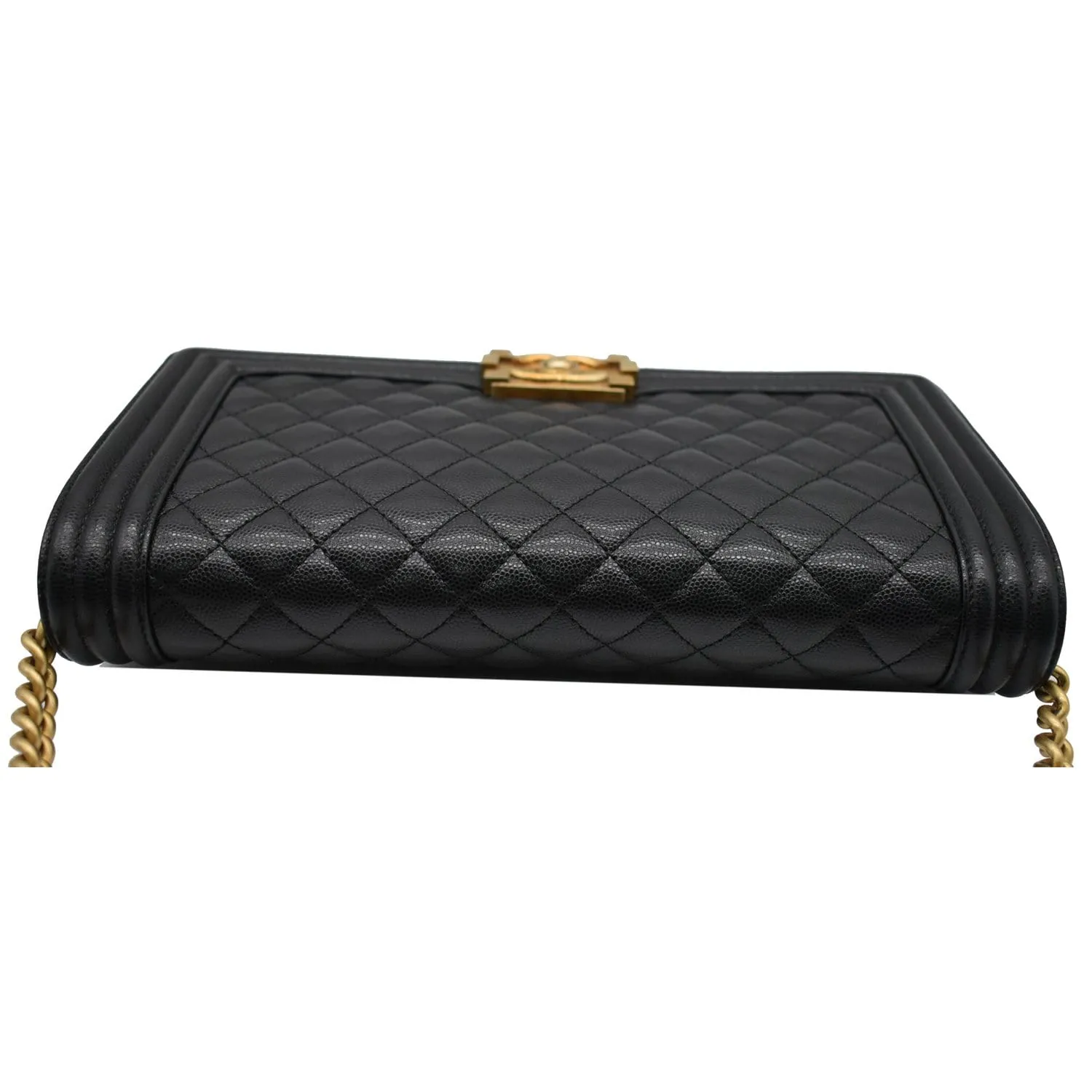 CHANEL Medium Boy Flap Caviar Leather Shoulder Bag Black