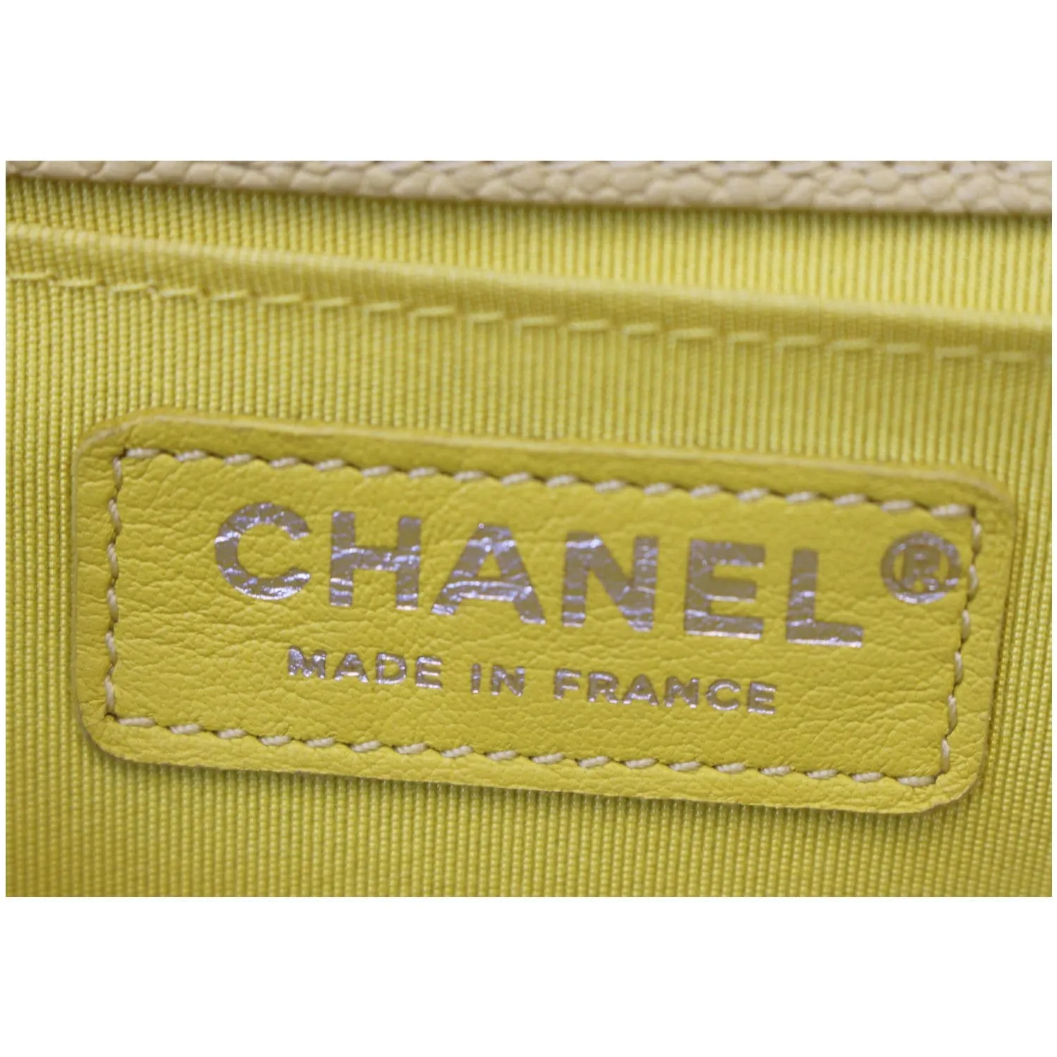 CHANEL Medium Boy Flap Caviar Quilted Leather Shoulder Bag Yellow