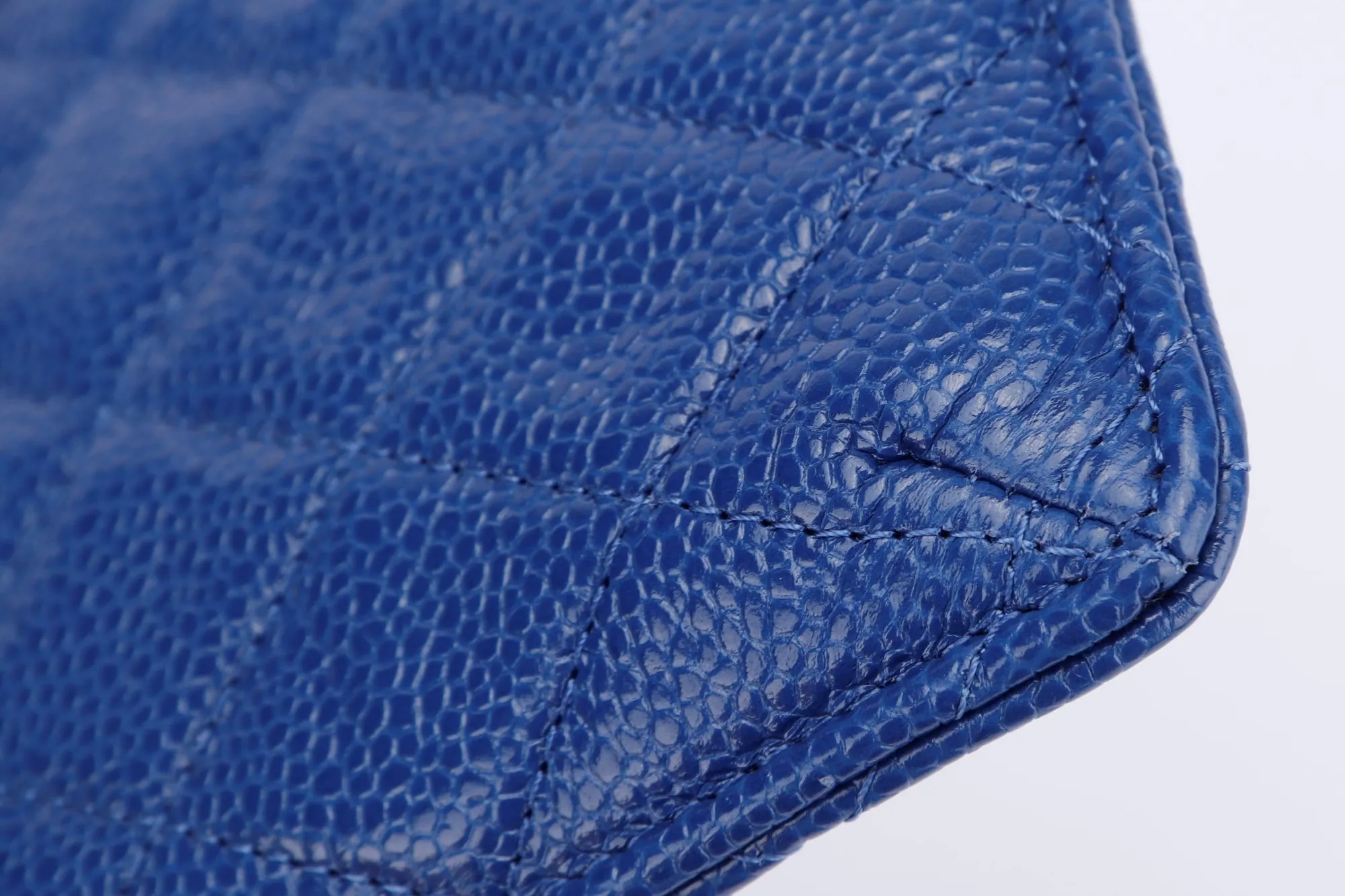 Chanel Metallic Blue Caviar Leather Phone Card Holder (2974xxxx), with Dust Cover & Box