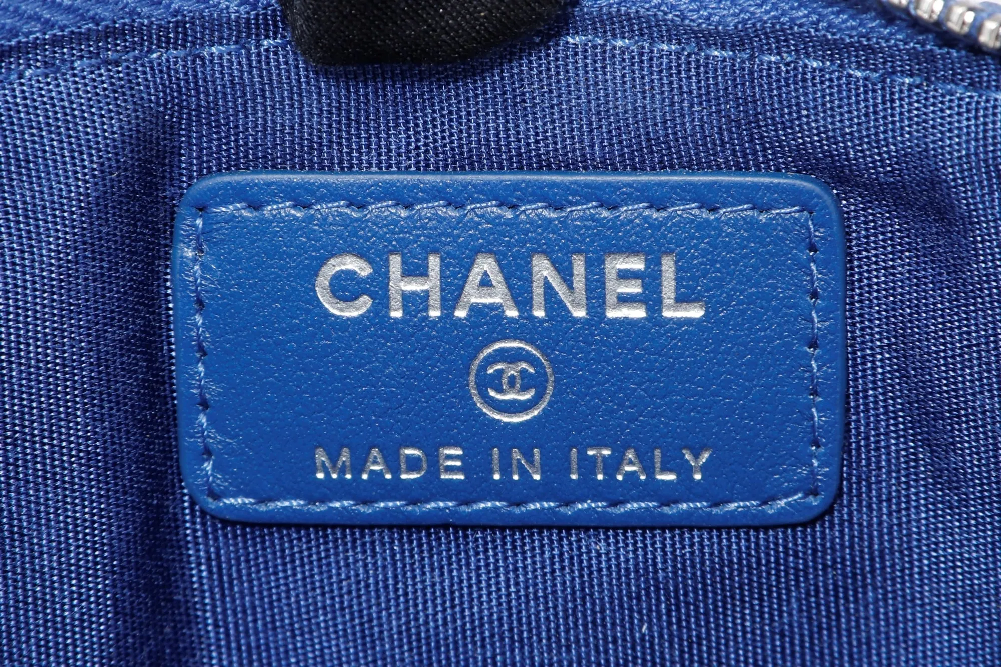 Chanel Metallic Blue Caviar Leather Phone Card Holder (2974xxxx), with Dust Cover & Box