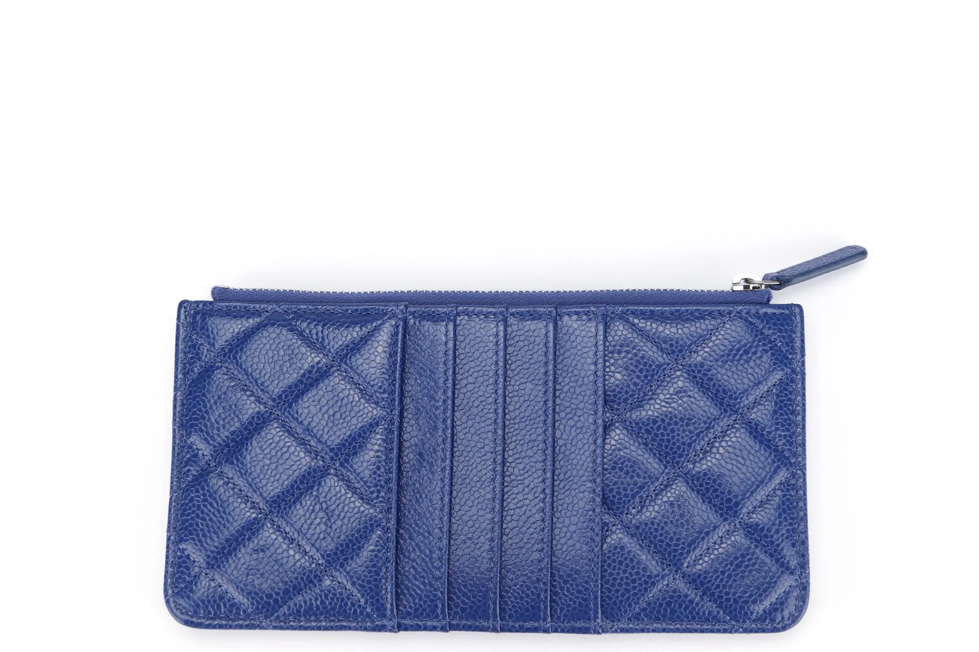 Chanel Metallic Blue Caviar Leather Phone Card Holder (2974xxxx), with Dust Cover & Box
