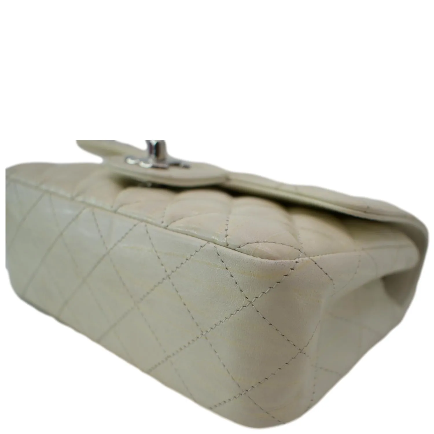 CHANEL Mini Flap Grained Calfskin Leather Crossbody Bag White