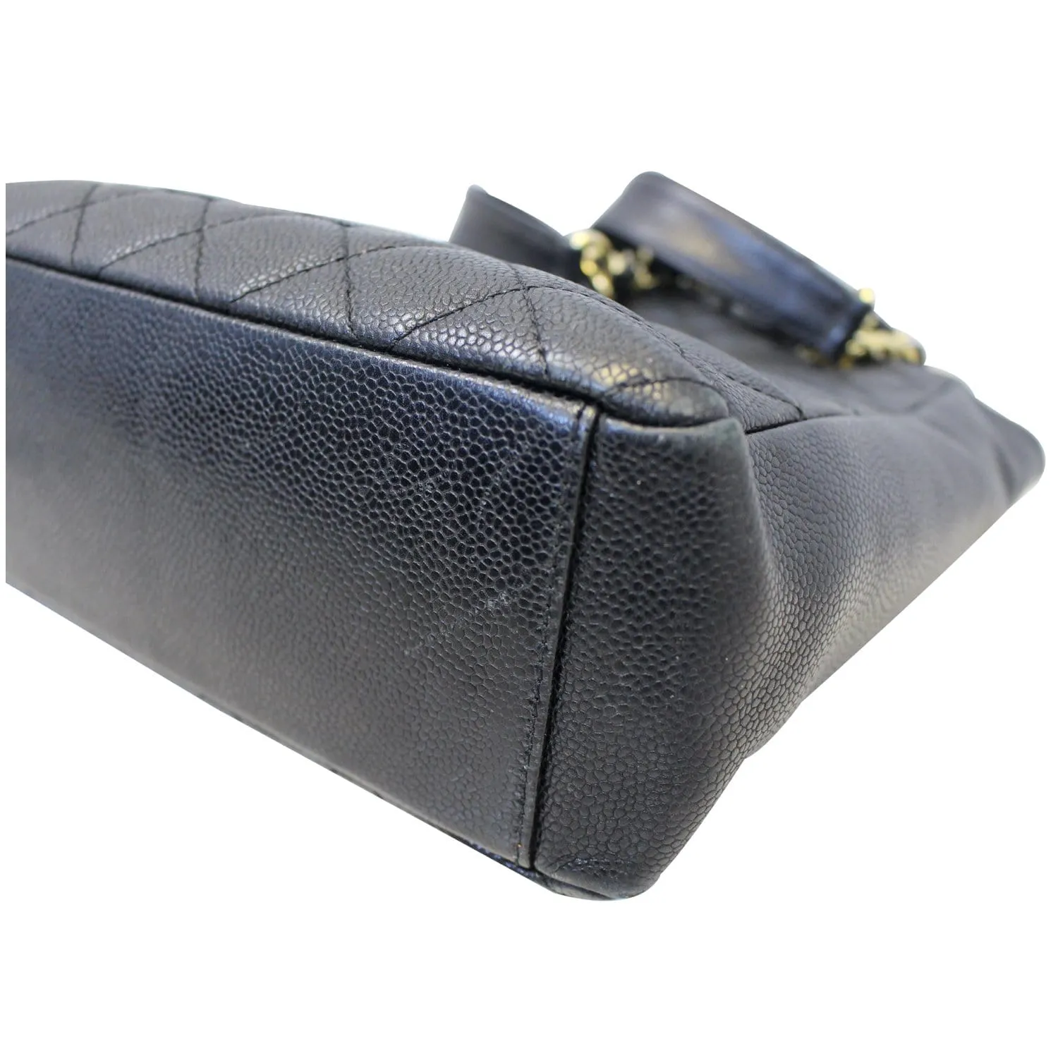 CHANEL PST Petit Shopping Caviar Leather Tote Bag Black