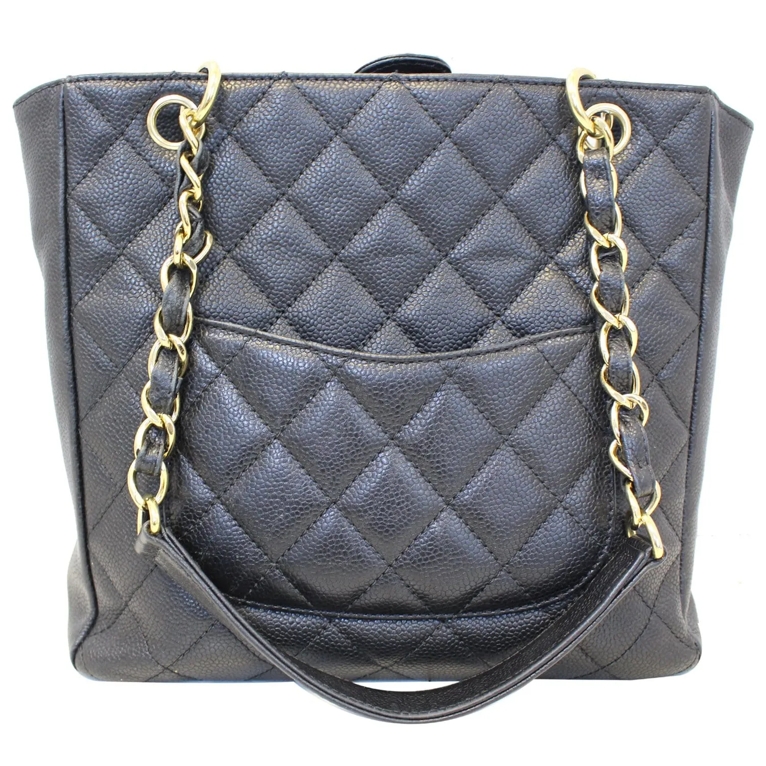 CHANEL PST Petit Shopping Caviar Leather Tote Bag Black