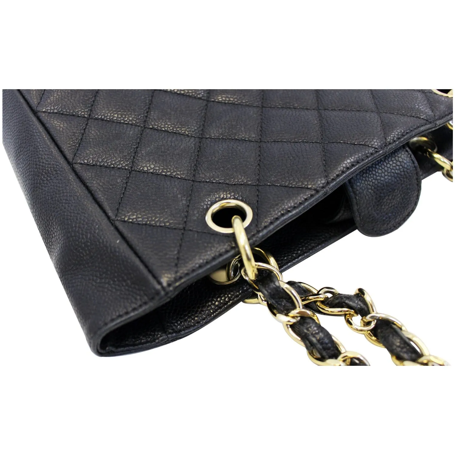 CHANEL PST Petit Shopping Caviar Leather Tote Bag Black