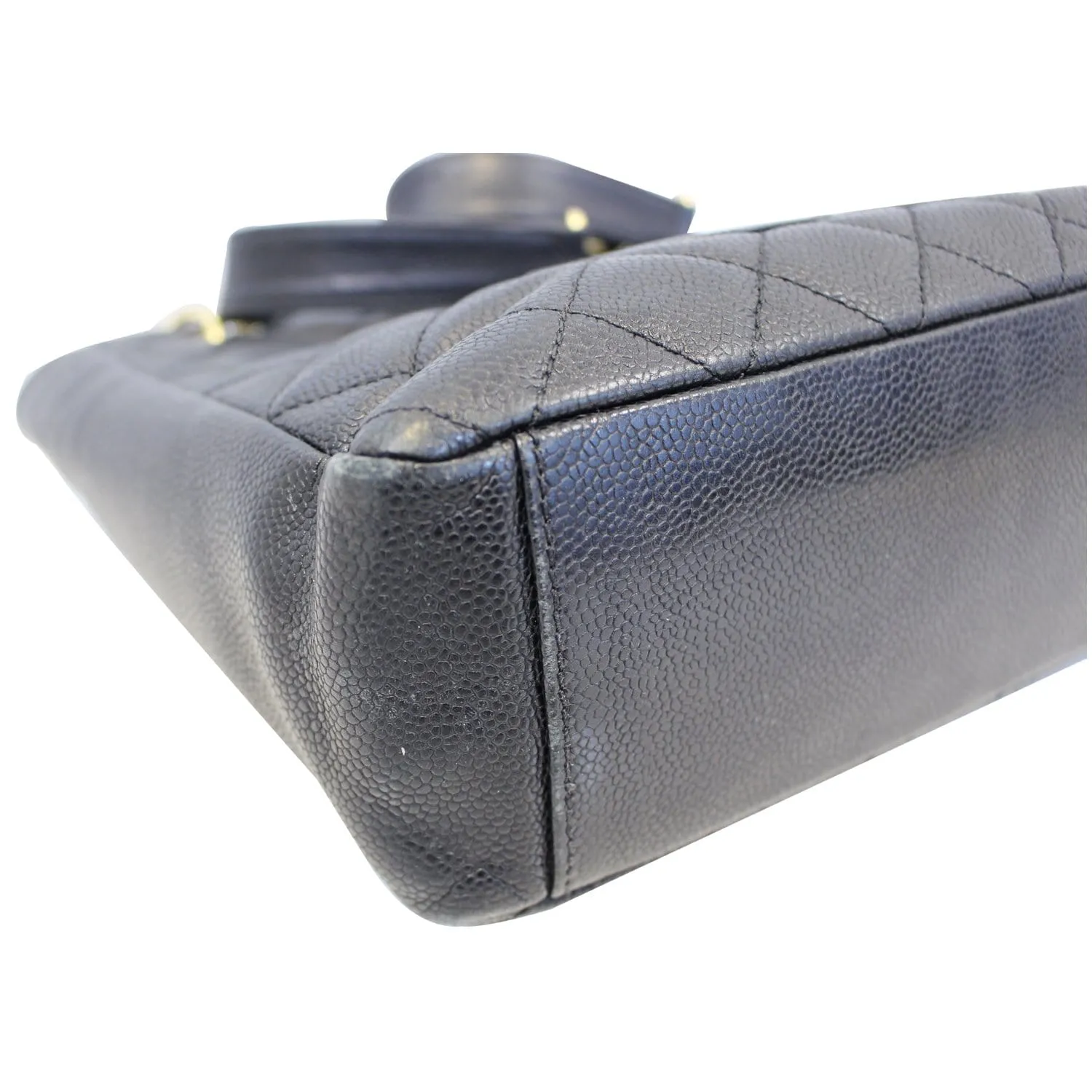 CHANEL PST Petit Shopping Caviar Leather Tote Bag Black