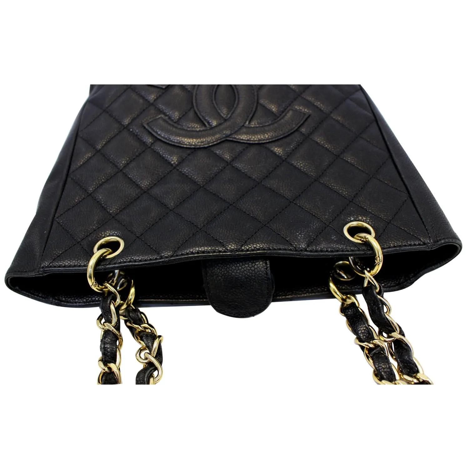 CHANEL PST Petit Shopping Caviar Leather Tote Bag Black