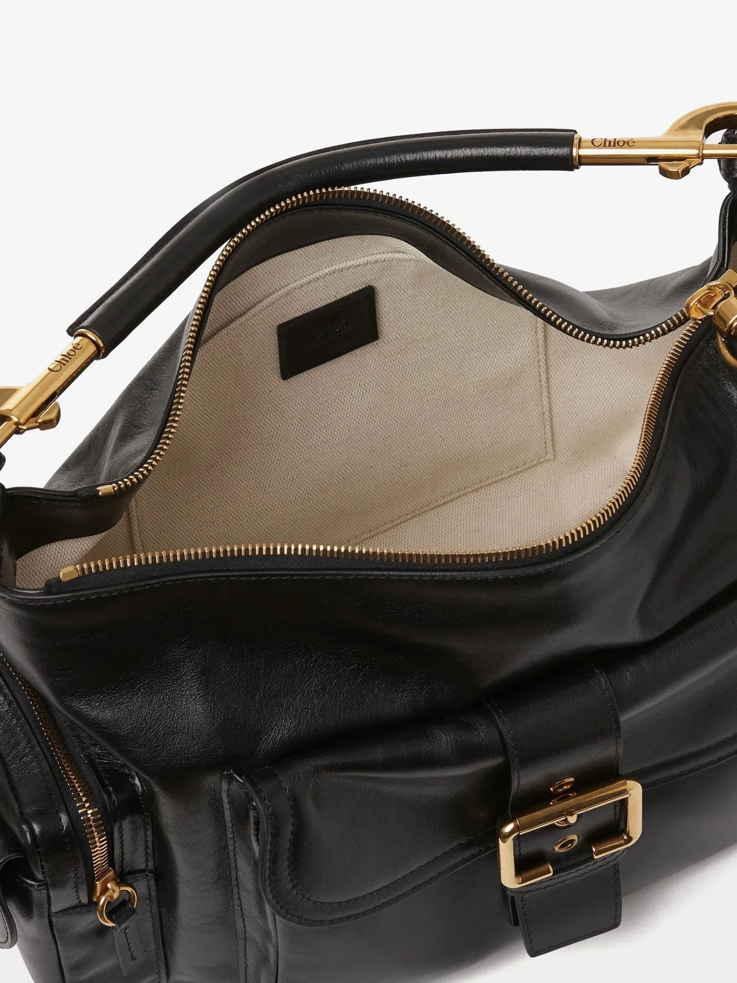 Chloe' Carry Shiny Buffalo Leather Shoulder Bag
