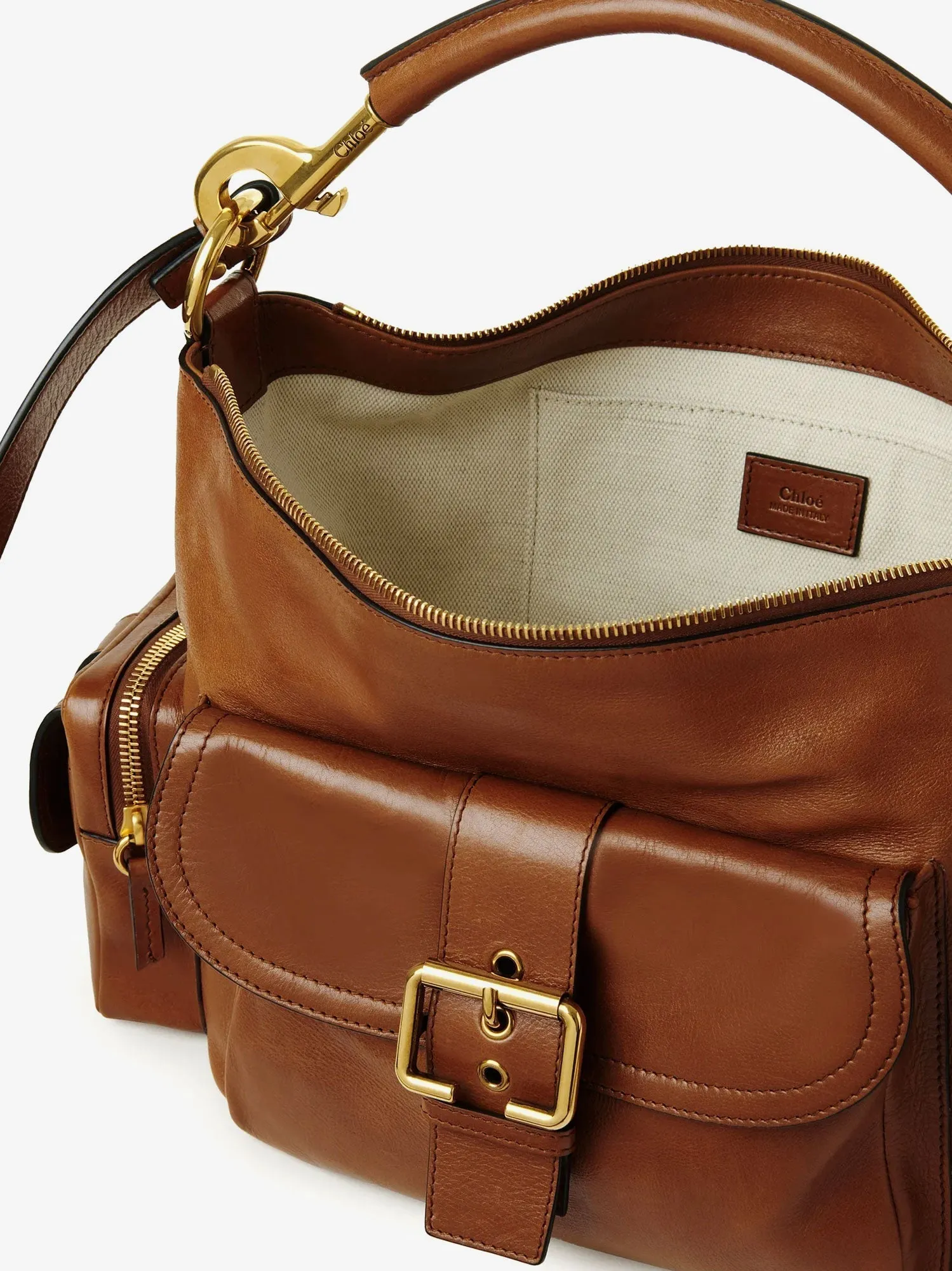 Chloe' Carry Shiny Buffalo Leather Shoulder Bag