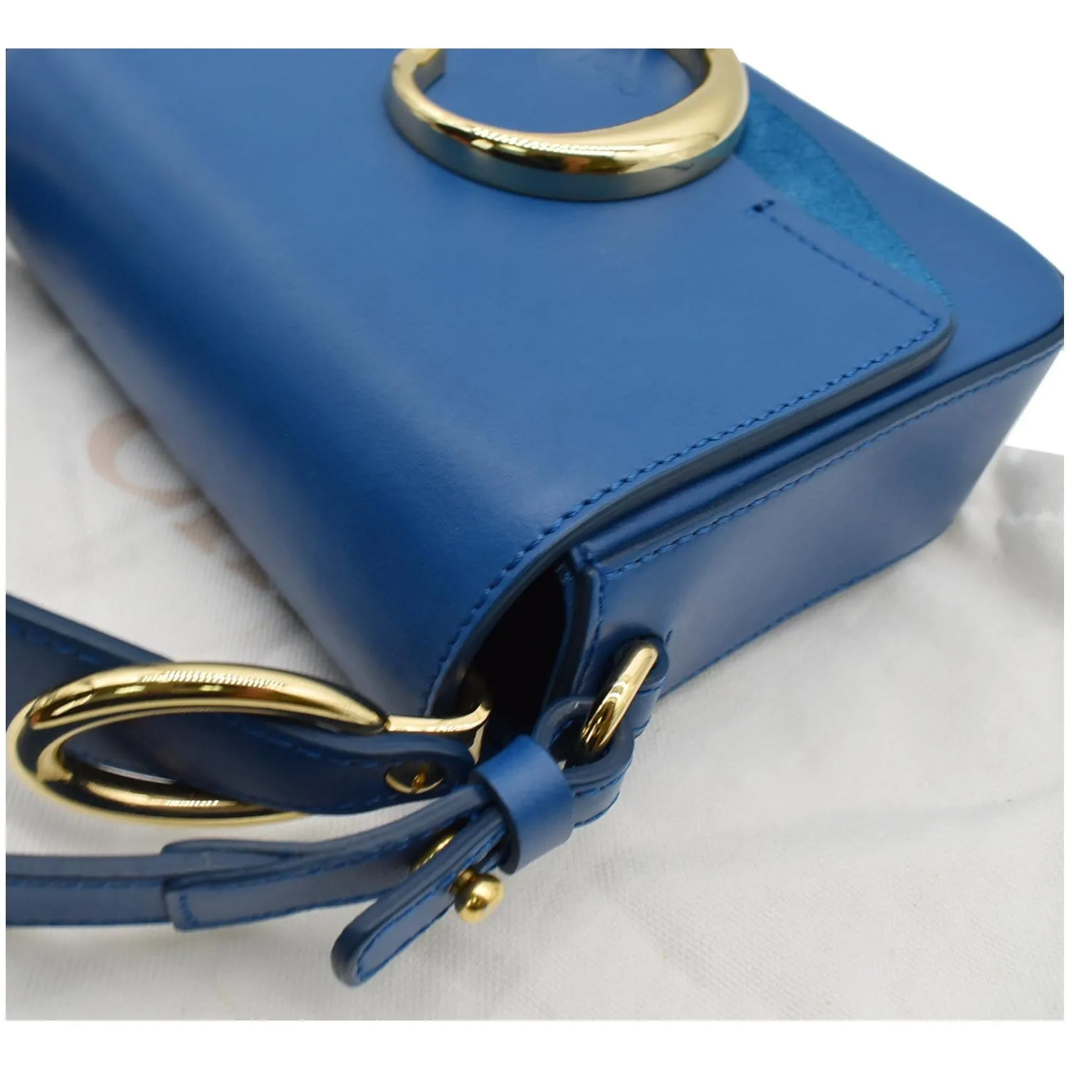 CHLOE Mini C Flap Suede Leather Crossbody Bag Blue