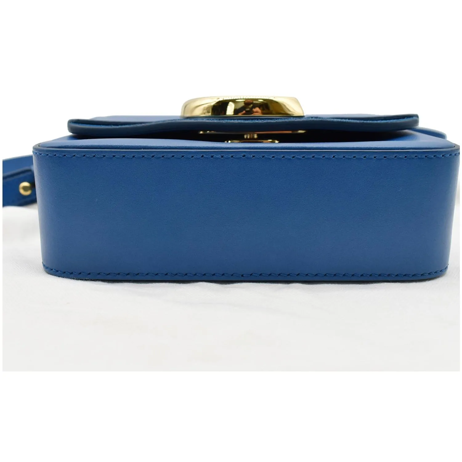 CHLOE Mini C Flap Suede Leather Crossbody Bag Blue