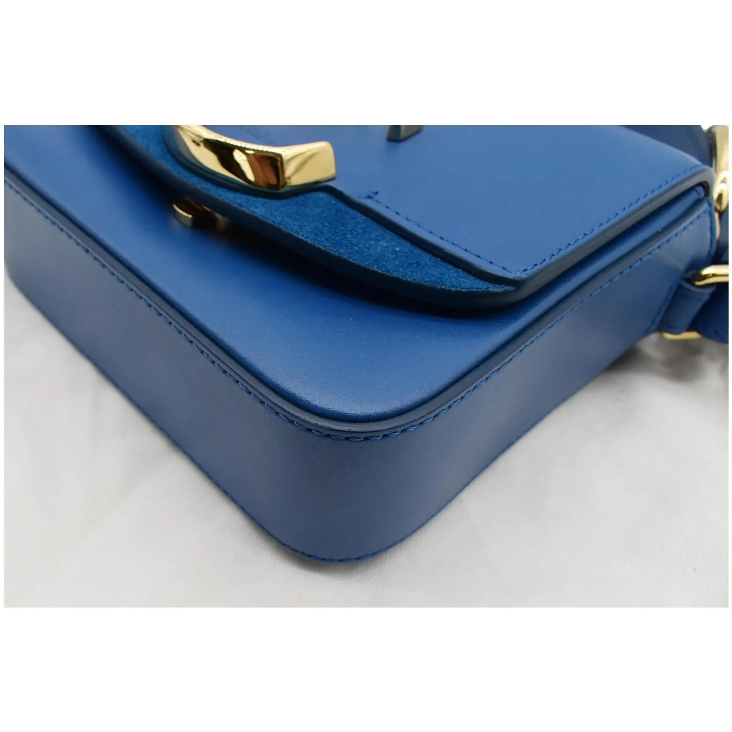 CHLOE Mini C Flap Suede Leather Crossbody Bag Blue