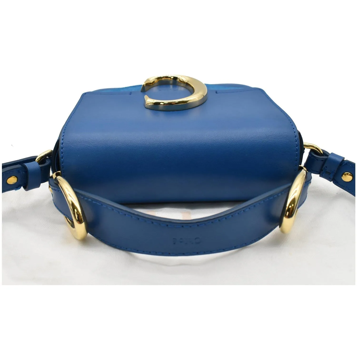 CHLOE Mini C Flap Suede Leather Crossbody Bag Blue