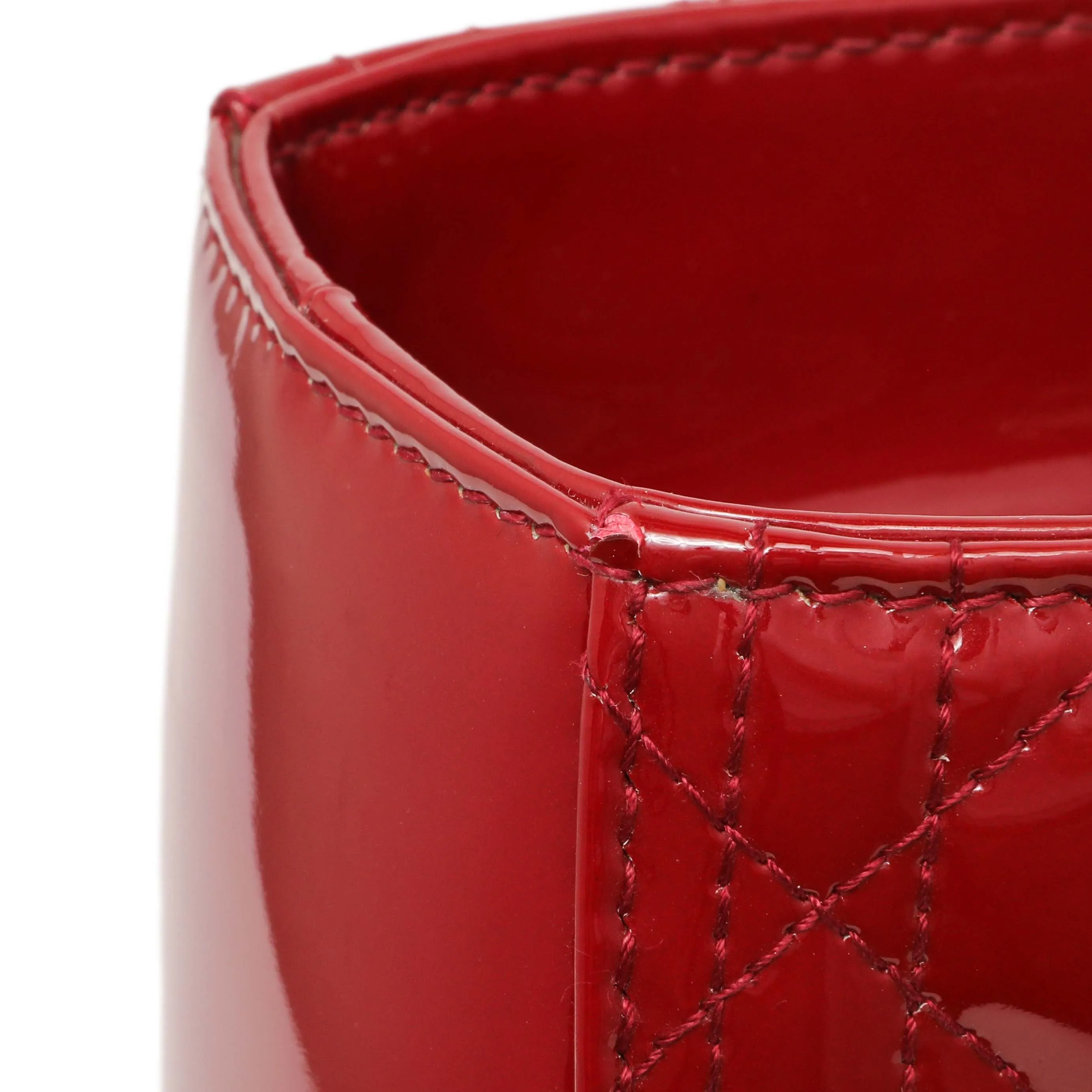Christian Dior Red Patent Cannage Large Lady Dior