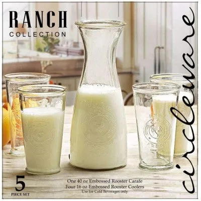 Circleware - Ranch Collection 5pc Beverage Set W/ Carafe