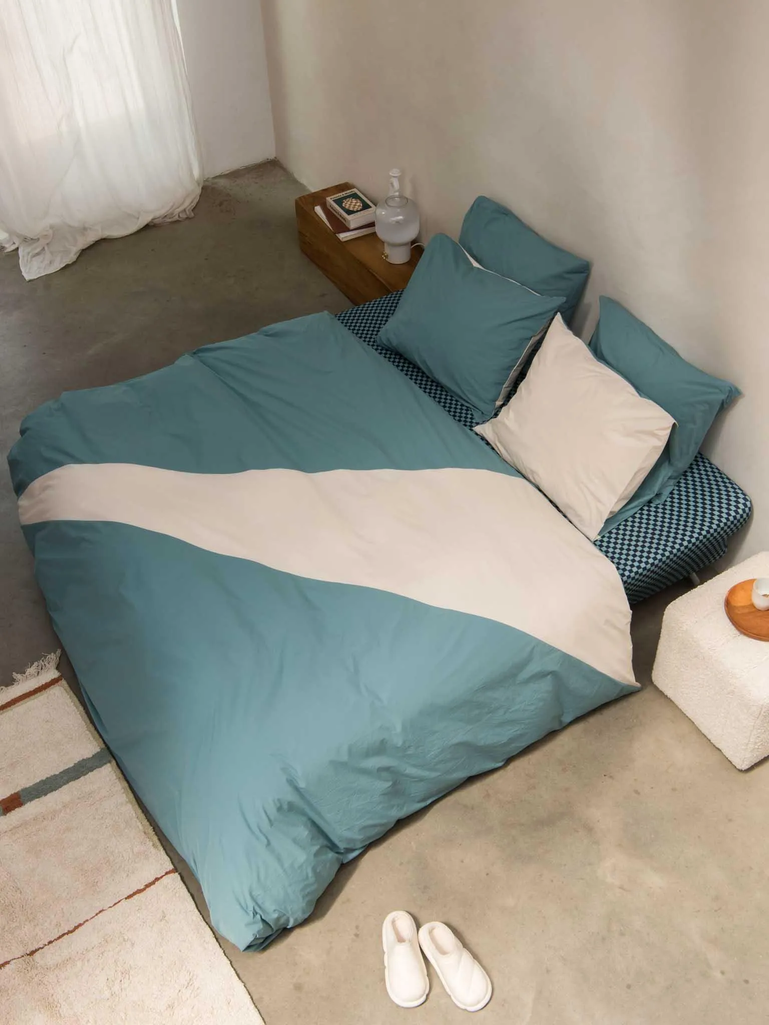 Colorblock Mineral Blue Beige dekbedovertrek