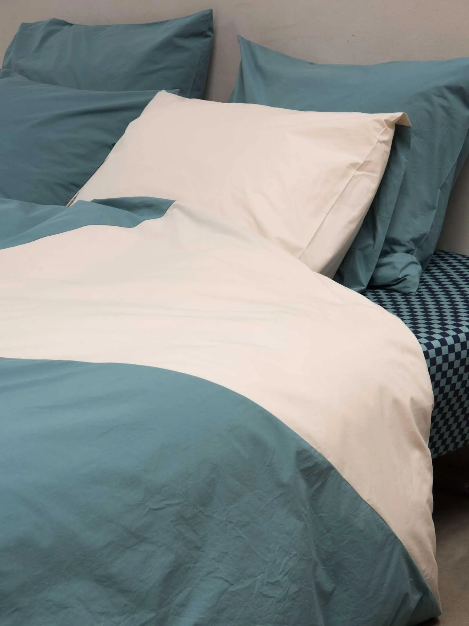 Colorblock Mineral Blue Beige dekbedovertrek