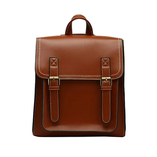 Convertible All-Seasons Vegan Leather Flap-Over Backpack Shoulder Bag