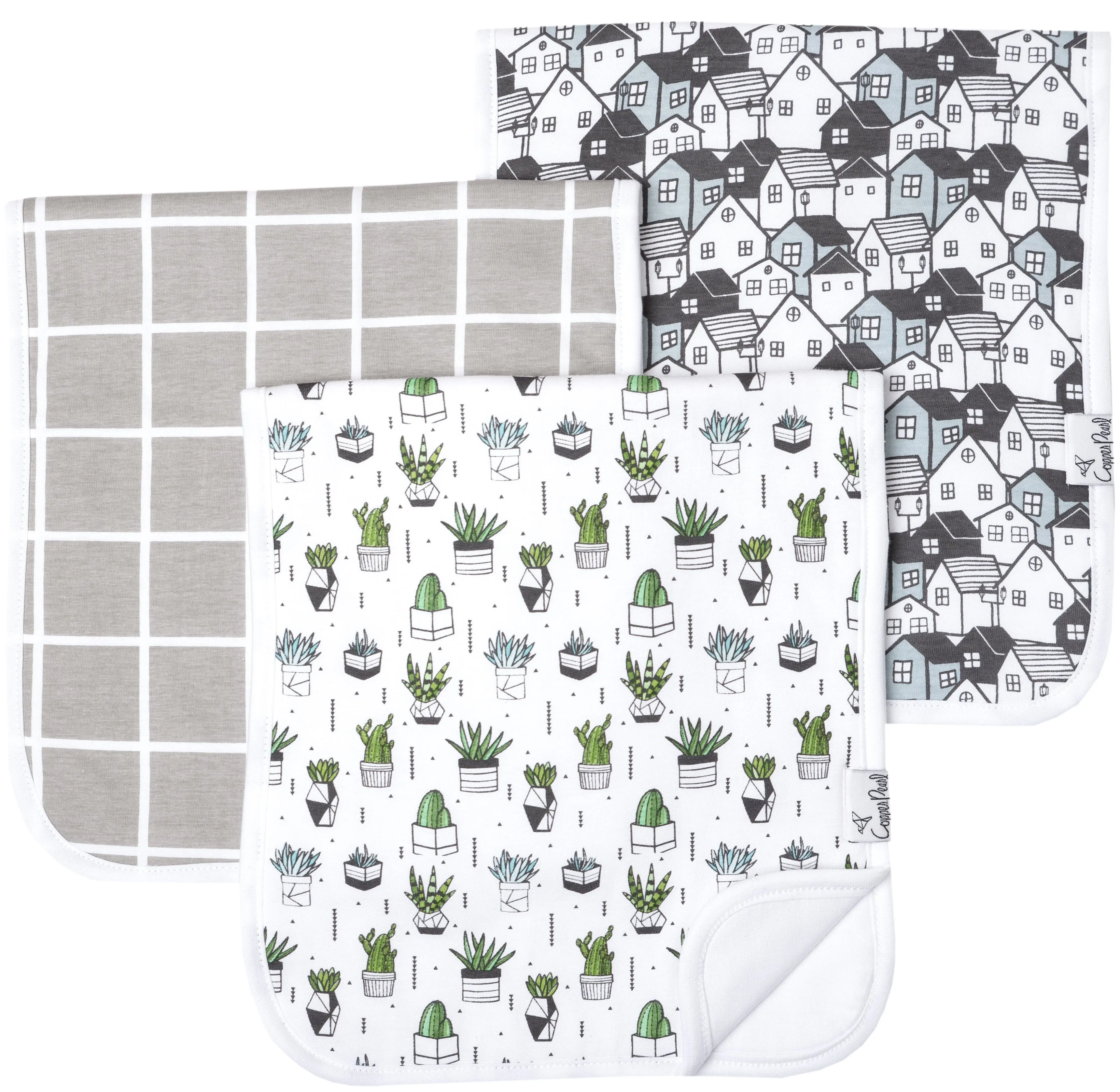 Copper Pearl Urban Premium Burp Cloth Set