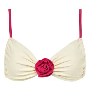 Cream Raspberry Binded Devin Rosa Bikini Top
