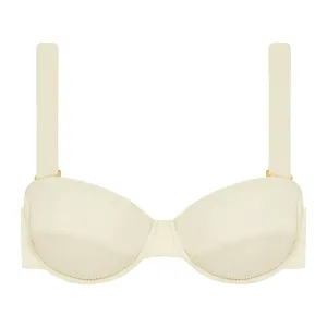 Cream Rib Bustier Bikini Top