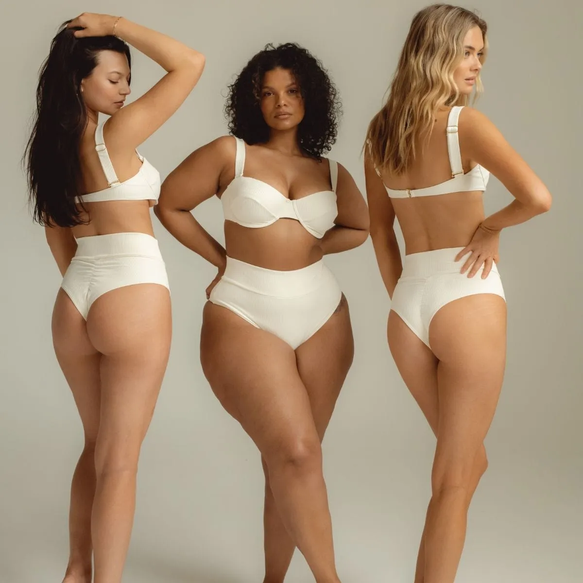 Cream Rib Bustier Bikini Top