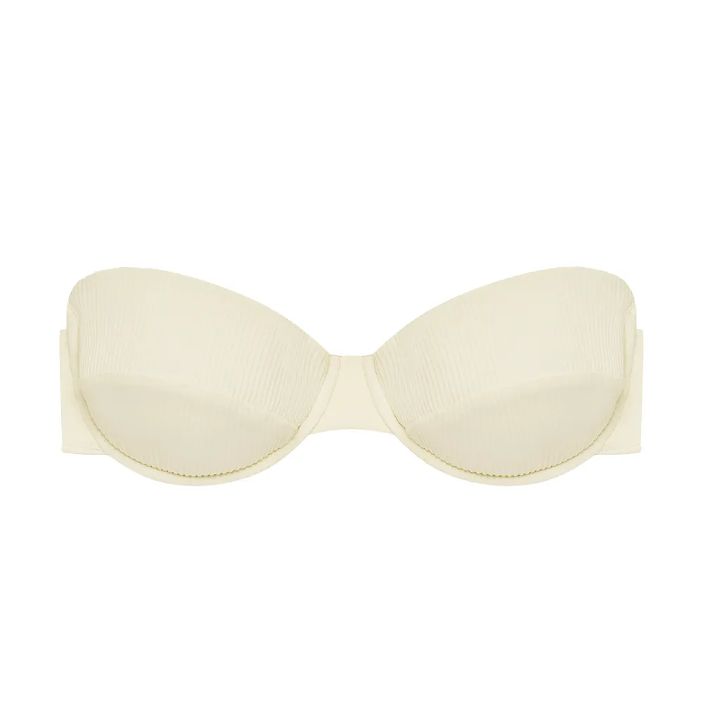 Cream Rib Bustier Bikini Top