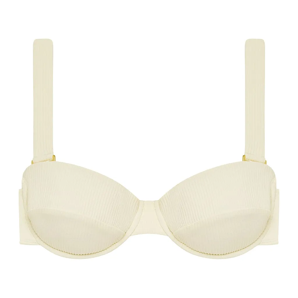 Cream Rib Bustier Bikini Top