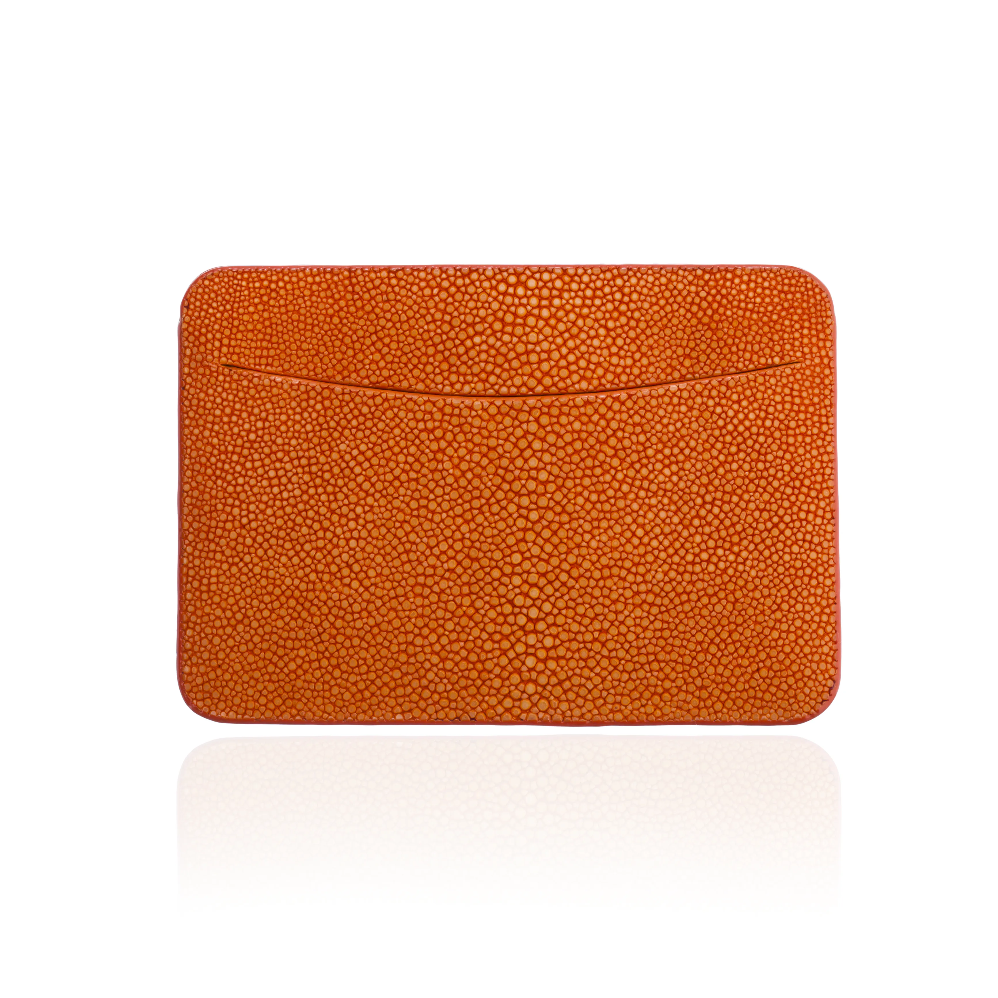 Credit Card Pouch in Orange Stingray Leather