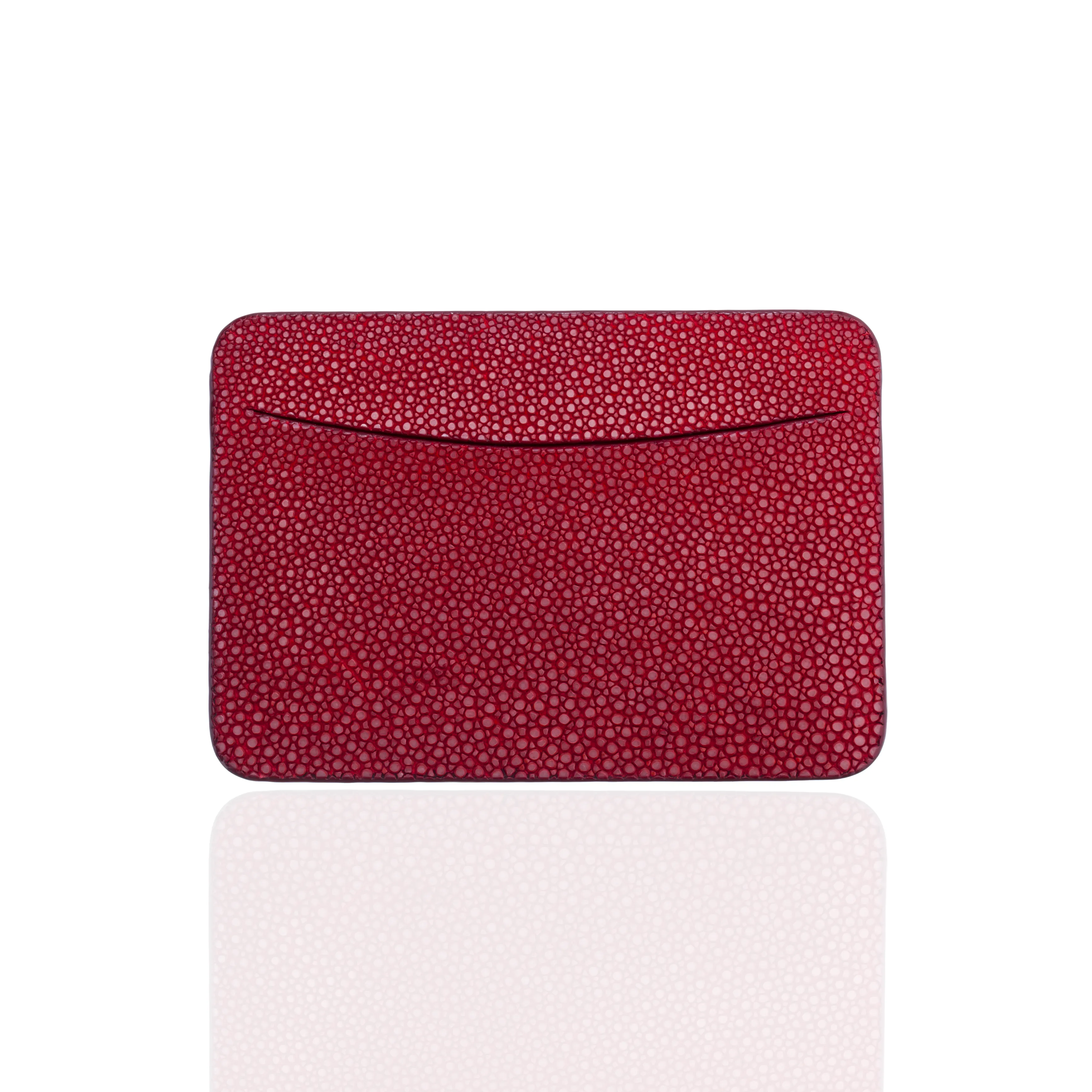 Credit Card Pouch in Red Stingray Leather