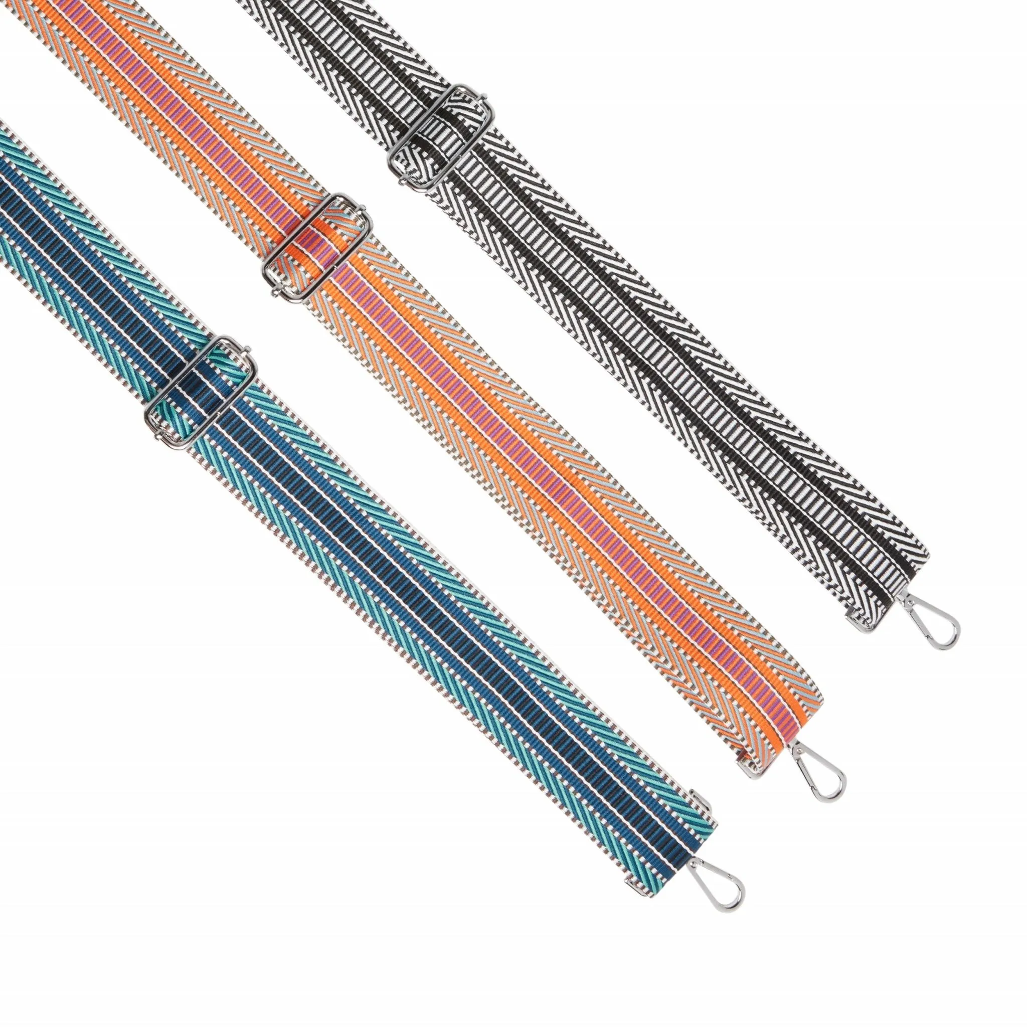 Crossbody Strap - Blue Aztec (Silver Hardware)