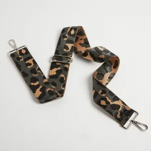 Crossbody Strap - Dark Leopard Print (Silver Hardware)