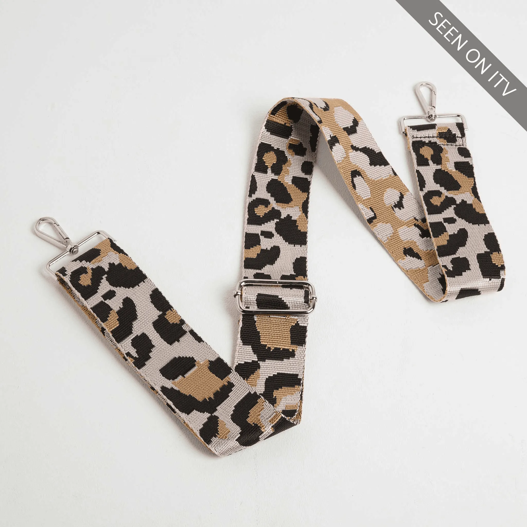 Crossbody Strap - Light Pink Leopard Print (Silver Hardware)