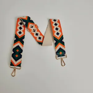 Crossbody Strap -  Orange and Navy Bohemian Print (Gold Hardware)