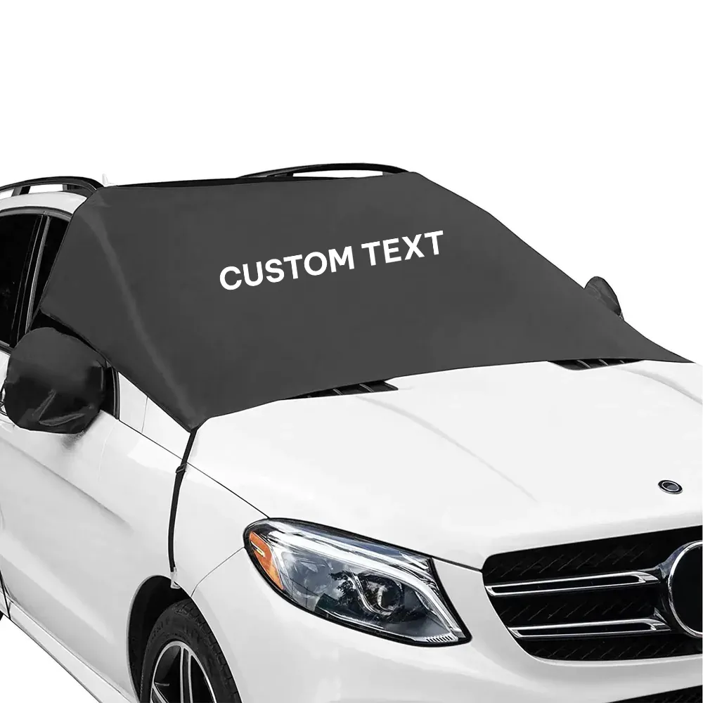 Custom Text For Car Windshield Snow Cover, Compatible with All Cars, Large Windshield Cover for Ice and Snow Frost with Removable Mirror Cover Protector, Wiper Front Window Protects Windproof UV Sunshade Cover SA15983