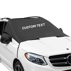 Custom Text For Car Windshield Snow Cover, Compatible with All Cars, Large Windshield Cover for Ice and Snow Frost with Removable Mirror Cover Protector, Wiper Front Window Protects Windproof UV Sunshade Cover SA15983