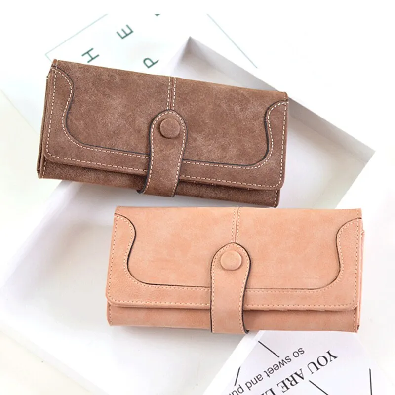Cyflymder Many Departments Faux Suede Long Wallet Women Matte Leather Lady Purse High Quality Female Wallets Card Holder Clutch Carteras