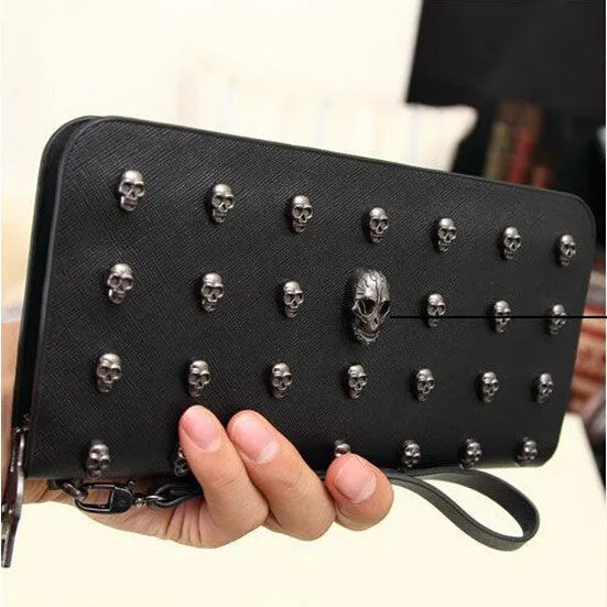 designer wallets famous brand women wallet Leather men wallets vintage Punk Skull Clutch Purses Card Holders carteira purse