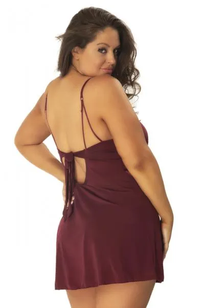 Devin Soft Cup Babydoll and G-String - Zinfandel - Size