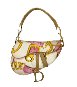 Dior Pink Satin Print Saddle Bag