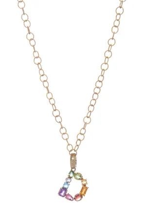 Dolce & Gabbana 18K Multicolor Fine Gemstone "D" Charm Necklace