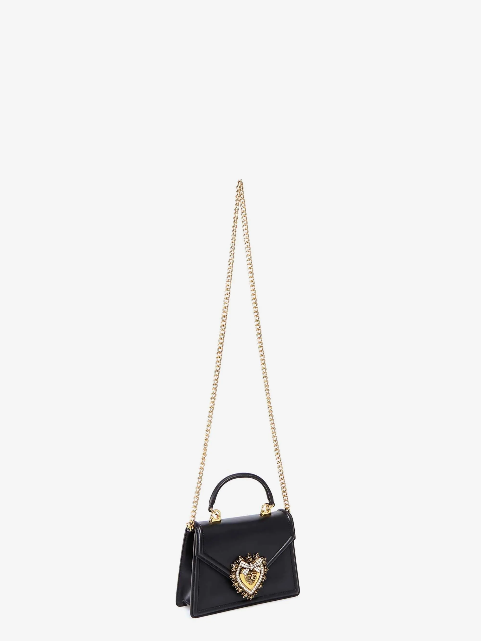 Dolce E Gabbana Leather Shoulder Bag With Frontal Cuore Sacro Detail