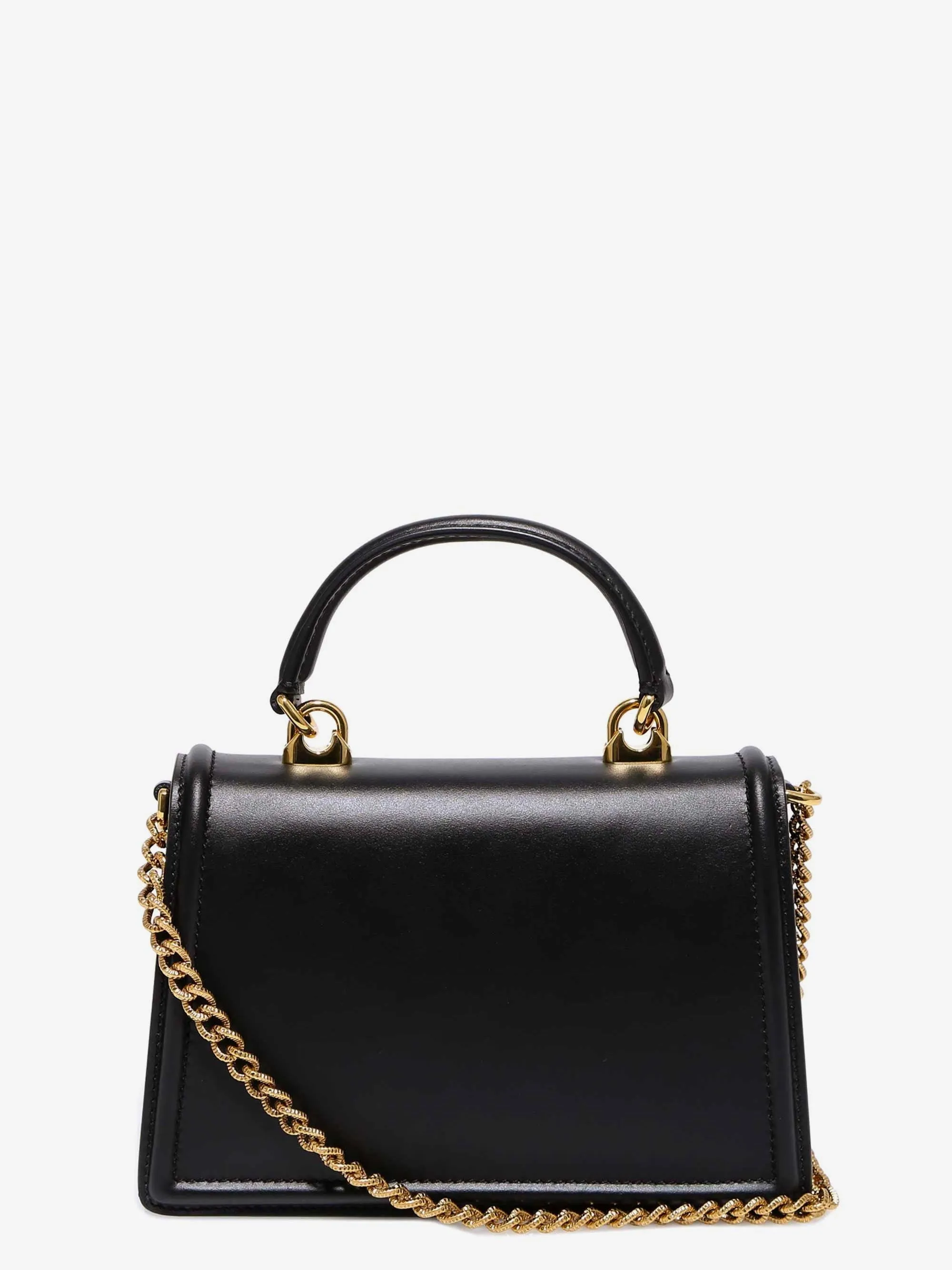 Dolce E Gabbana Leather Shoulder Bag With Frontal Cuore Sacro Detail
