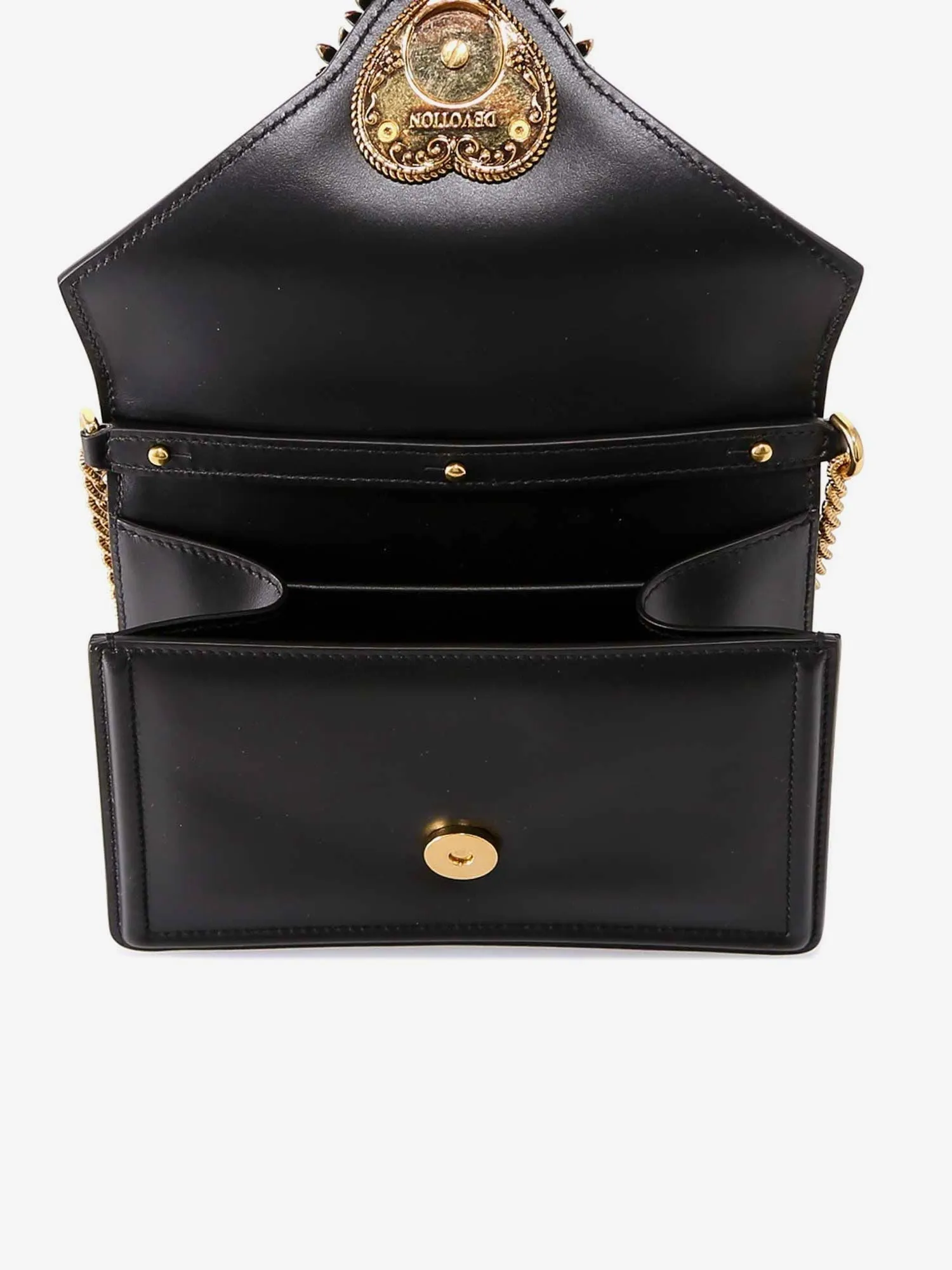 Dolce E Gabbana Leather Shoulder Bag With Frontal Cuore Sacro Detail