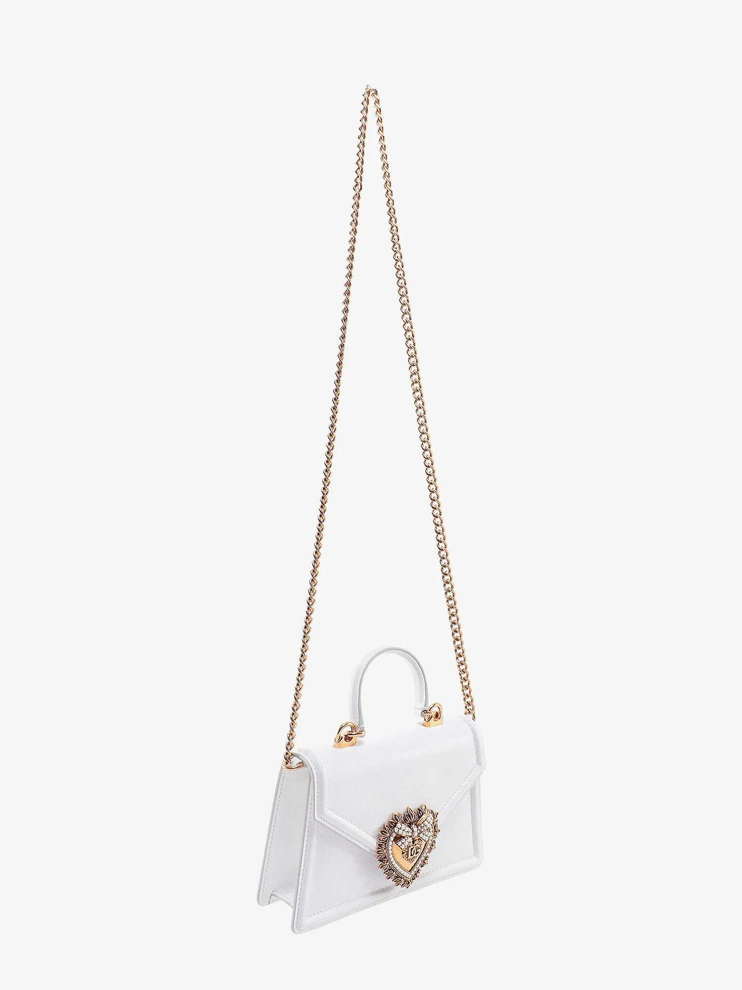 Dolce E Gabbana Leather Shoulder Bag With Frontal Cuore Sacro Detail
