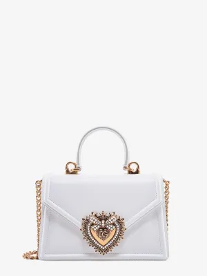 Dolce E Gabbana Leather Shoulder Bag With Frontal Cuore Sacro Detail