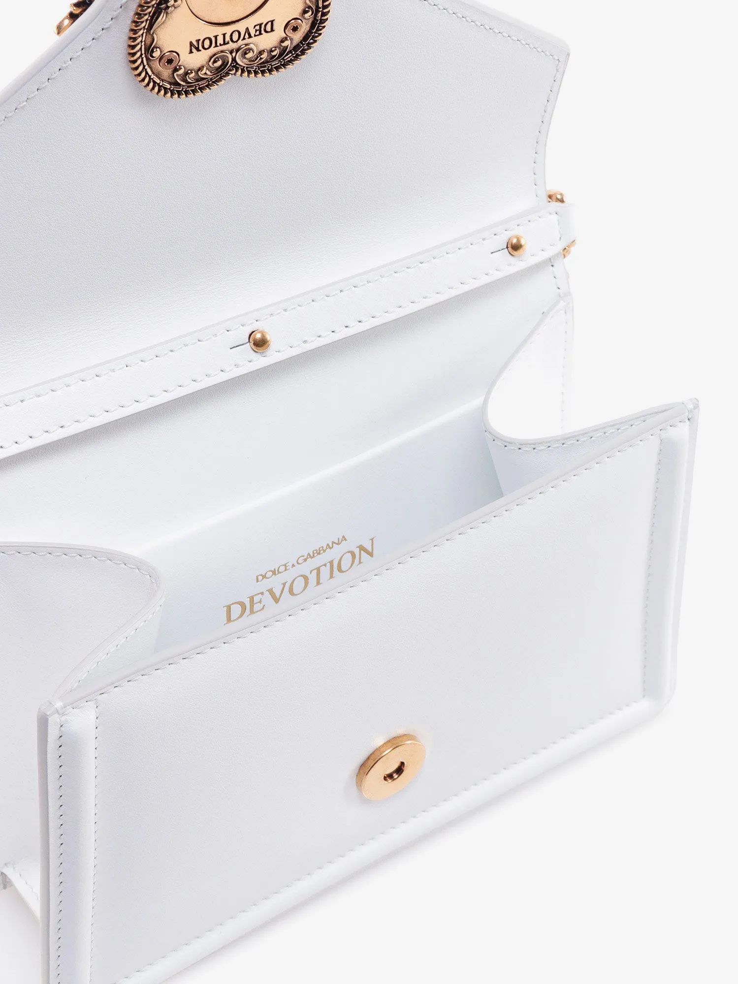 Dolce E Gabbana Leather Shoulder Bag With Frontal Cuore Sacro Detail